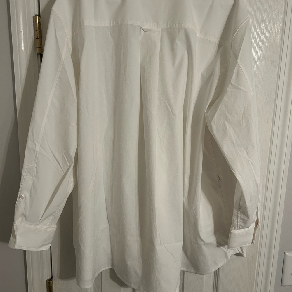 Athleta White Button Down Shirt Airy Long-Sleeved Style
